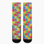 Autism Awareness Jigsaw Pattern Print Crew Socks