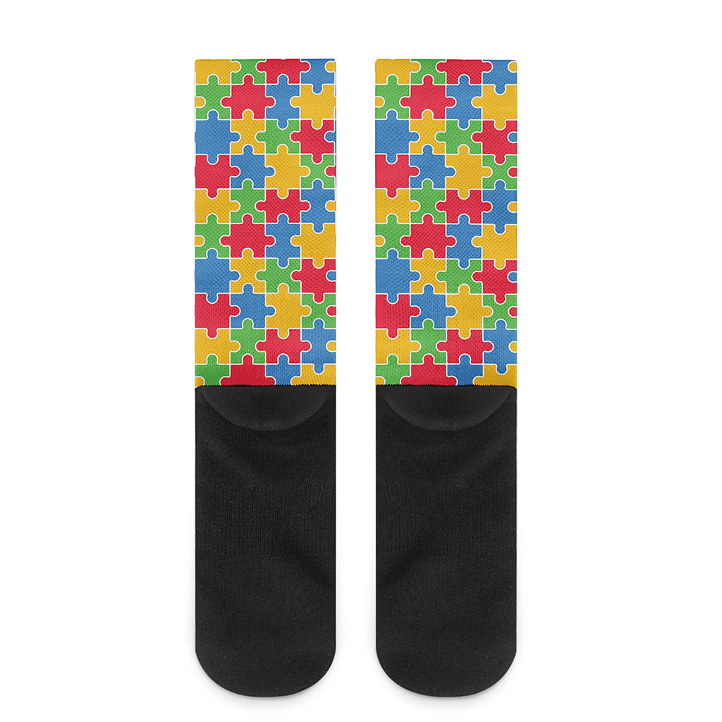 Autism Awareness Jigsaw Pattern Print Crew Socks