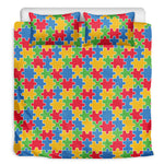 Autism Awareness Jigsaw Pattern Print Duvet Cover Bedding Set
