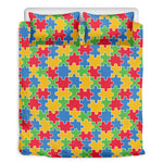 Autism Awareness Jigsaw Pattern Print Duvet Cover Bedding Set