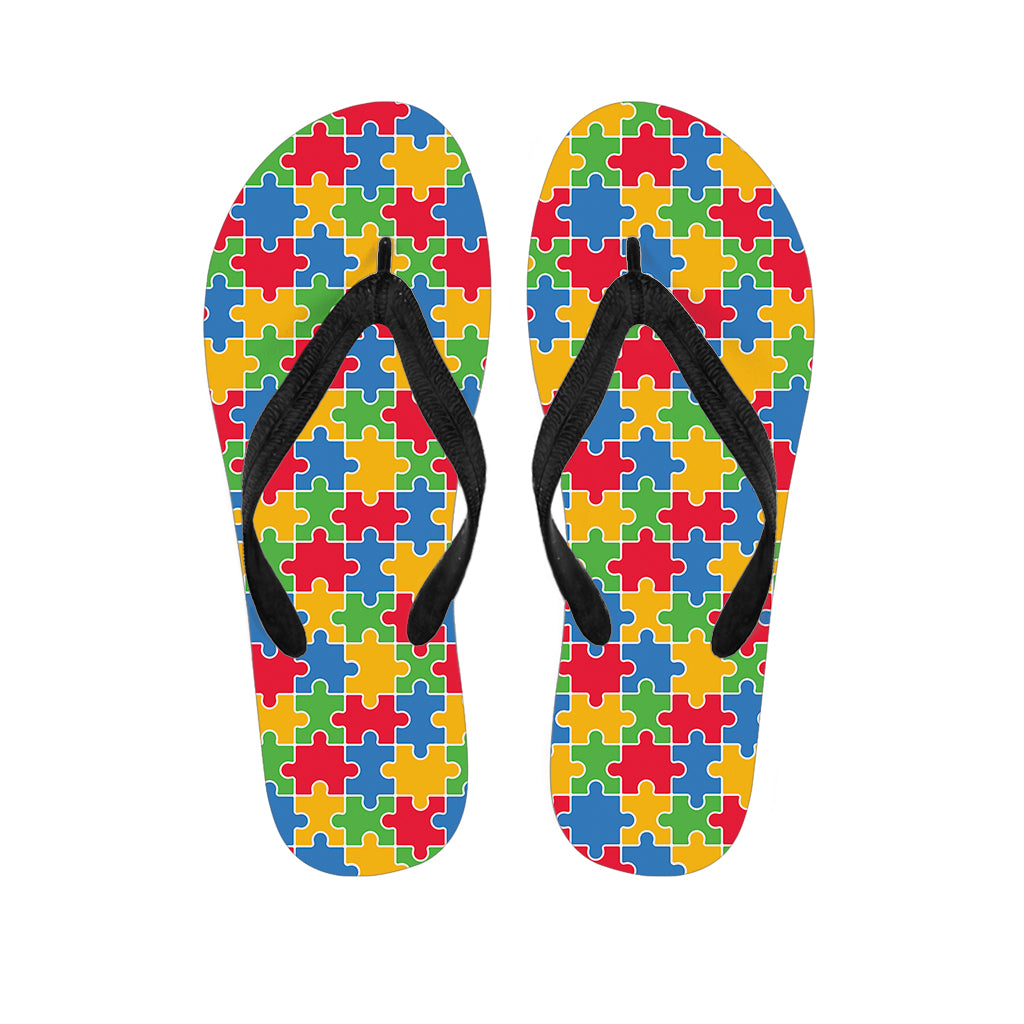 Autism Awareness Jigsaw Pattern Print Flip Flops