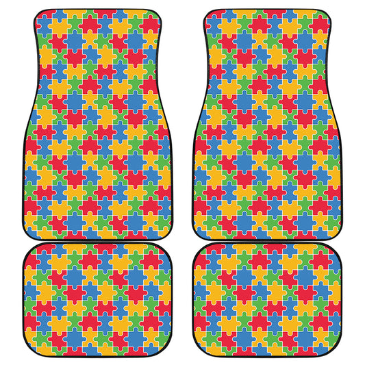 Autism Awareness Jigsaw Pattern Print Front and Back Car Floor Mats