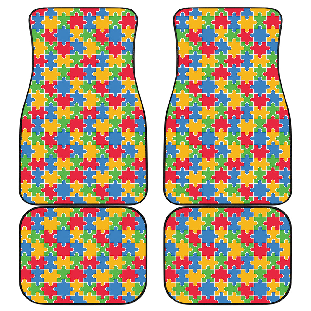 Autism Awareness Jigsaw Pattern Print Front and Back Car Floor Mats