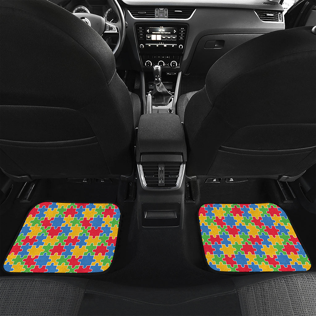 Autism Awareness Jigsaw Pattern Print Front and Back Car Floor Mats