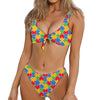 Autism Awareness Jigsaw Pattern Print Front Bow Tie Bikini