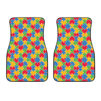 Autism Awareness Jigsaw Pattern Print Front Car Floor Mats