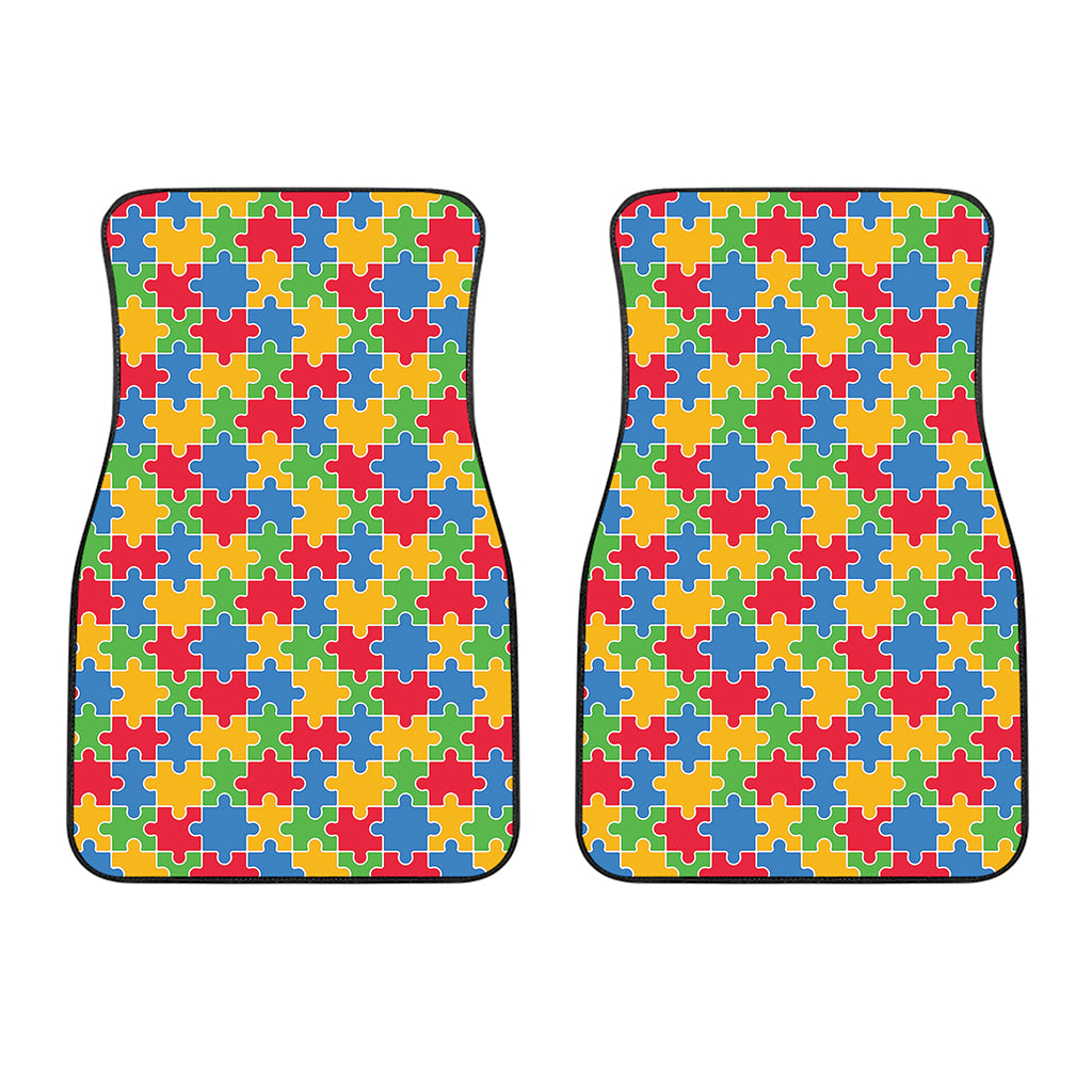 Autism Awareness Jigsaw Pattern Print Front Car Floor Mats