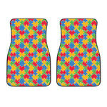 Autism Awareness Jigsaw Pattern Print Front Car Floor Mats