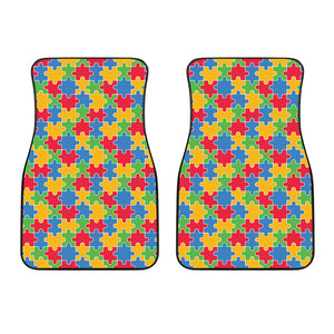 Autism Awareness Jigsaw Pattern Print Front Car Floor Mats