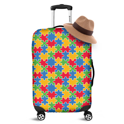Autism Awareness Jigsaw Pattern Print Luggage Cover