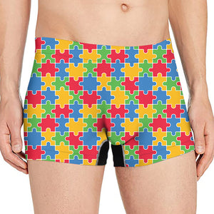 Autism Awareness Jigsaw Pattern Print Men's Boxer Briefs