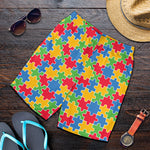 Autism Awareness Jigsaw Pattern Print Men's Shorts