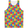 Autism Awareness Jigsaw Pattern Print Men's Tank Top