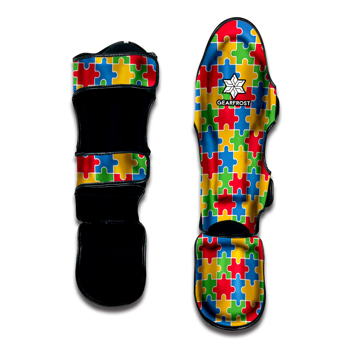 Autism Awareness Jigsaw Pattern Print Muay Thai Shin Guard