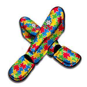 Autism Awareness Jigsaw Pattern Print Muay Thai Shin Guard