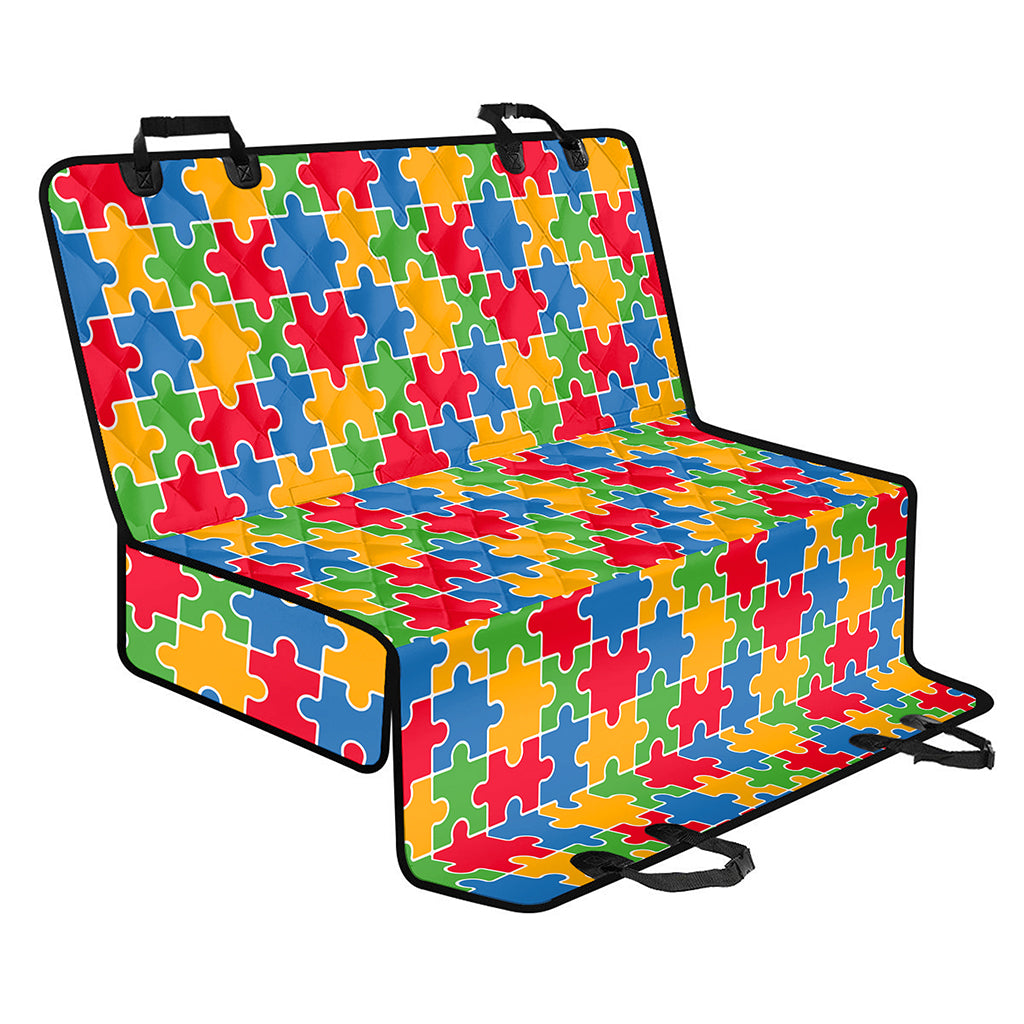 Autism Awareness Jigsaw Pattern Print Pet Car Back Seat Cover