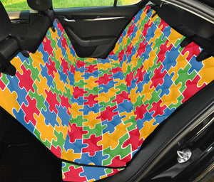 Autism Awareness Jigsaw Pattern Print Pet Car Back Seat Cover