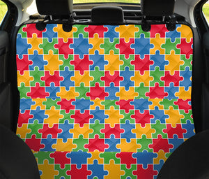 Autism Awareness Jigsaw Pattern Print Pet Car Back Seat Cover