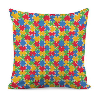Autism Awareness Jigsaw Pattern Print Pillow Cover