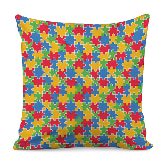 Autism Awareness Jigsaw Pattern Print Pillow Cover