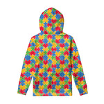 Autism Awareness Jigsaw Pattern Print Pullover Hoodie