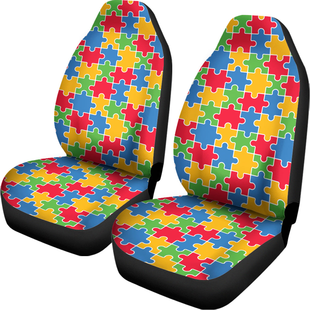 Autism Awareness Jigsaw Pattern Print Universal Fit Car Seat Covers