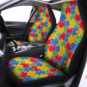 Autism Awareness Jigsaw Pattern Print Universal Fit Car Seat Covers