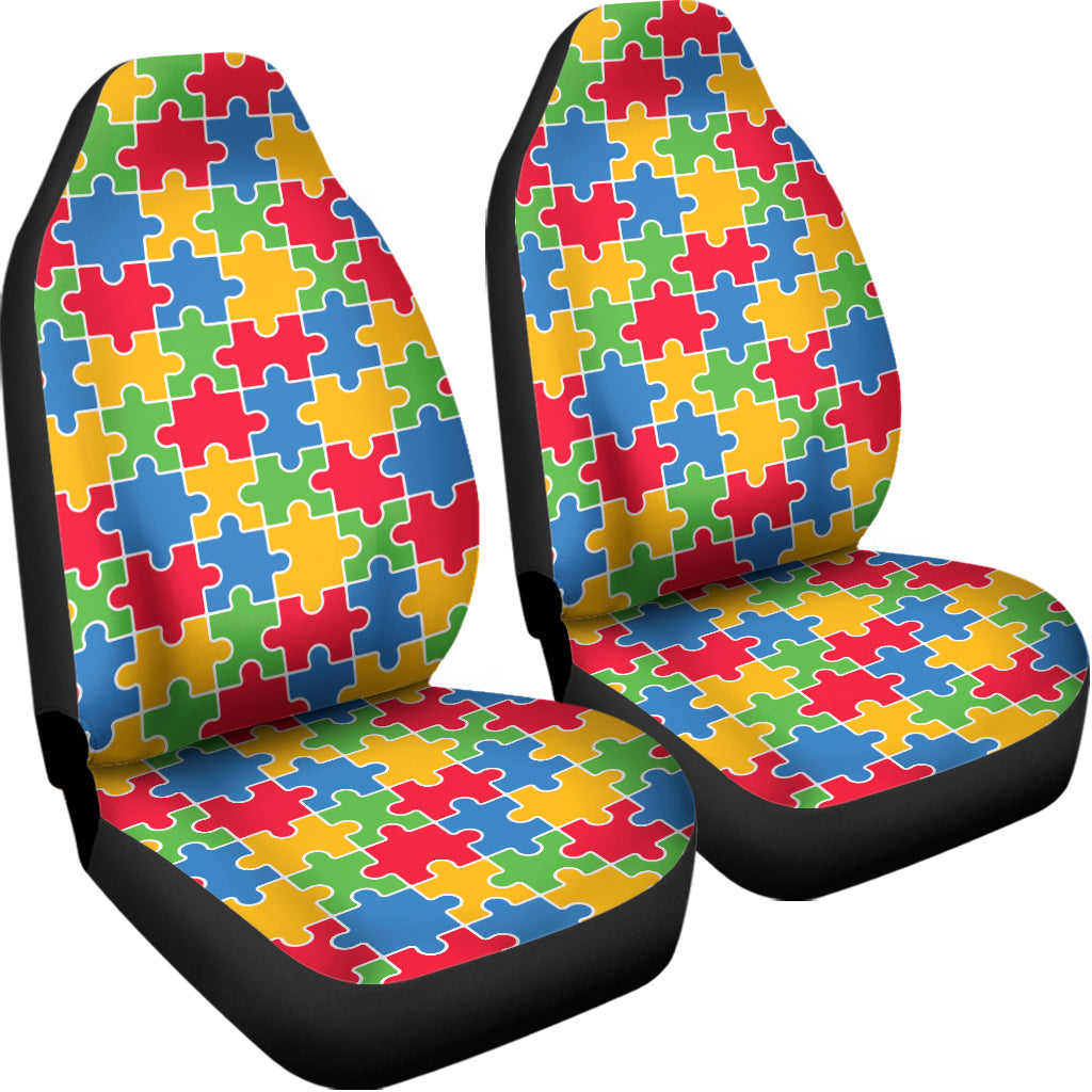 Autism Awareness Jigsaw Pattern Print Universal Fit Car Seat Covers