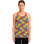 Autism Awareness Jigsaw Pattern Print Women's Racerback Tank Top