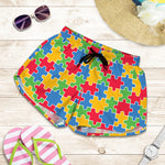 Autism Awareness Jigsaw Pattern Print Women's Shorts