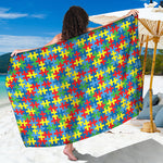 Autism Awareness Jigsaw Print Beach Sarong Wrap