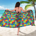 Autism Awareness Jigsaw Print Beach Sarong Wrap