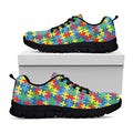 Autism Awareness Jigsaw Print Black Running Shoes