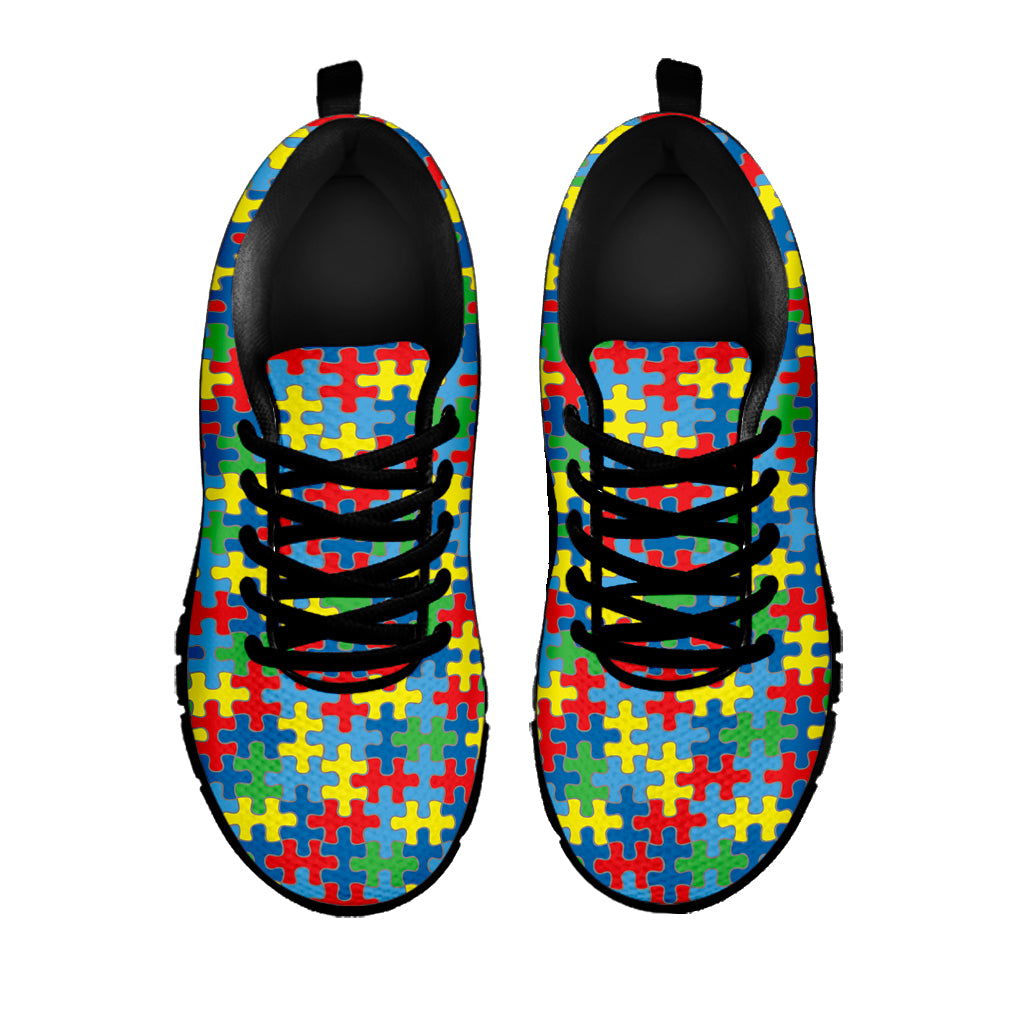 Autism Awareness Jigsaw Print Black Sneakers