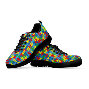 Autism Awareness Jigsaw Print Black Sneakers