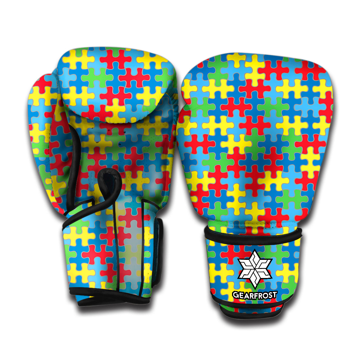 Autism Awareness Jigsaw Print Boxing Gloves