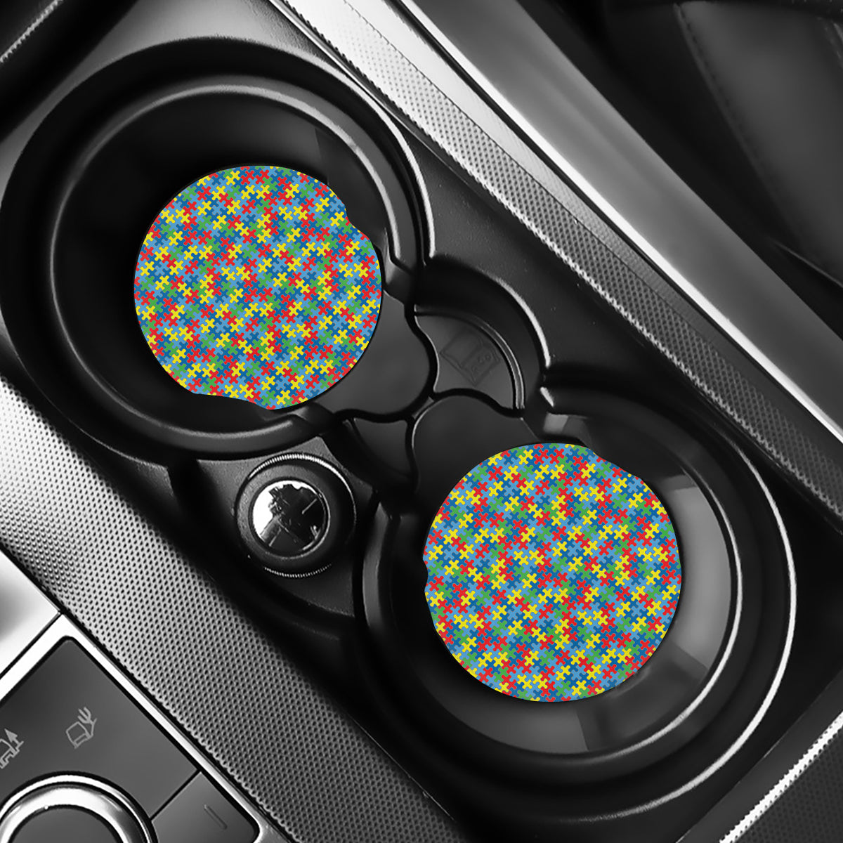 Autism Awareness Jigsaw Print Car Coasters