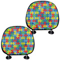 Autism Awareness Jigsaw Print Car Headrest Covers