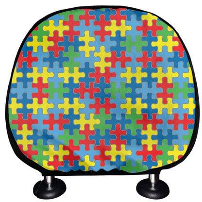 Autism Awareness Jigsaw Print Car Headrest Covers