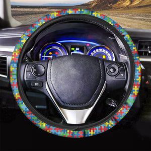 Autism Awareness Jigsaw Print Car Steering Wheel Cover