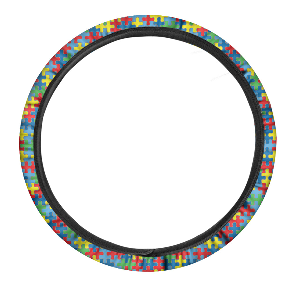 Autism Awareness Jigsaw Print Car Steering Wheel Cover