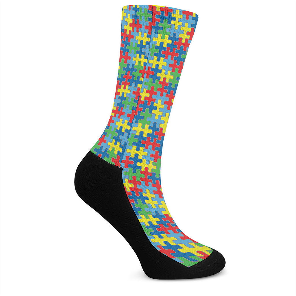 Autism Awareness Jigsaw Print Crew Socks