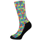 Autism Awareness Jigsaw Print Crew Socks