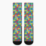 Autism Awareness Jigsaw Print Crew Socks