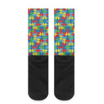 Autism Awareness Jigsaw Print Crew Socks