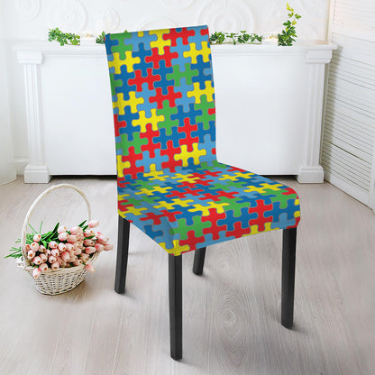 Autism Awareness Jigsaw Print Dining Chair Slipcover