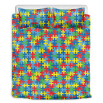 Autism Awareness Jigsaw Print Duvet Cover Bedding Set