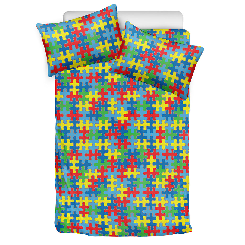 Autism Awareness Jigsaw Print Duvet Cover Bedding Set