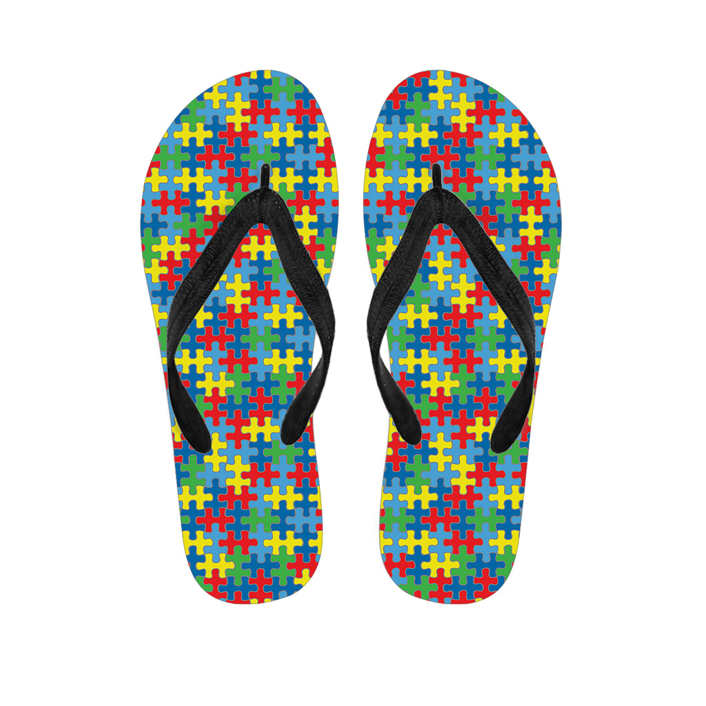 Autism Awareness Jigsaw Print Flip Flops