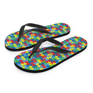 Autism Awareness Jigsaw Print Flip Flops